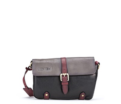 Bolso bandolera piel color garnet cognac y almonda