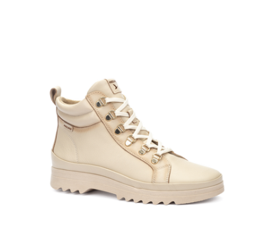 Bota Vigo mujer piel marfil cordones y cremallera