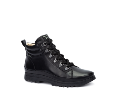 Bota Vigo mujer piel negro cordones y cremallera