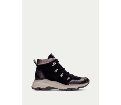 Bota baja mujer piel negro/topo