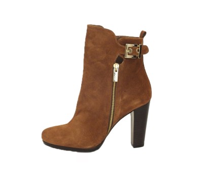 Botín piel ante velour caramel hebilla tacón alto - Botas y botines - Mujer  | comprar zapatos online