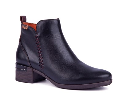 Botín Malaga mujer piel negro, cremallera y tacón 4 cm