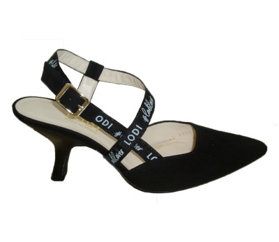 Lodi Octubre zapato destalonado en ante negro "modelo Dior" cinta logo 