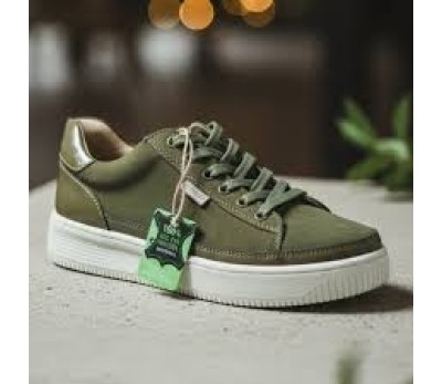 Deportiva de piel Kaki