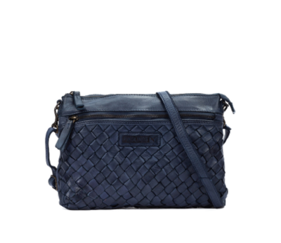 Bolso mujer piel color azul bandolera