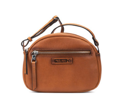 Bolso de piel tipo bandolera de mujer en color brandy.
