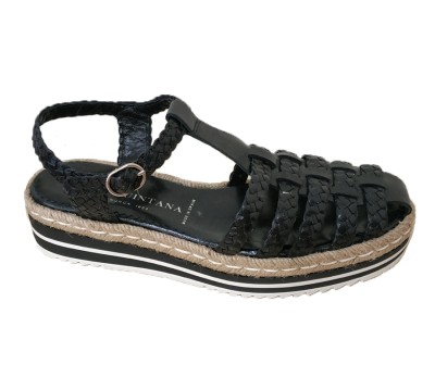 guirnalda Increíble educación Sandalia cangrejera mujer trenzado negro piso grueso - Sandalias planas -  Mujer | comprar zapatos online