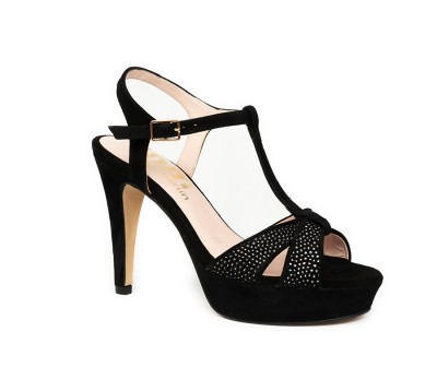 Sandalia ante negro plataforma tacón T - Sandalias tacón - Mujer | comprar zapatos online