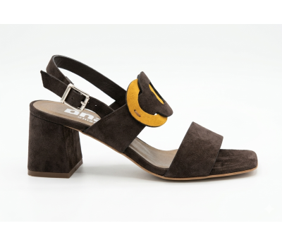 Sandalia mujer ante expres/mostaza tacón