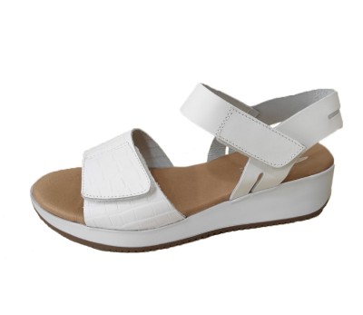Sandalia mujer blanca de cuña con velcros - Sandalias cuña Mujer comprar zapatos online