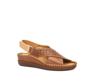 Sandalia Cadaques mujer piel brandy velcro