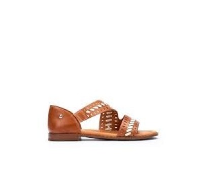 Sandalia mujer piel brandy talonera