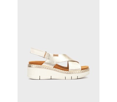 Sandalia Gomera mujer cruzada piel carrara