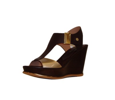Sandalia mujer piel chocolate/oro plataforma - Sandalias cuña - Mujer |  comprar zapatos online