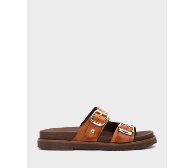 Sandalia Aitana mujer piel brandy hebillas