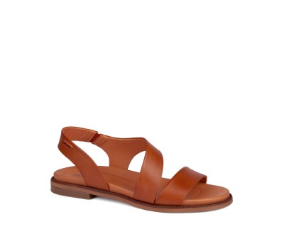 Sandalia Navia mujer piel brandy plana elástico