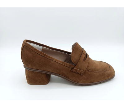 Zapato mujer afelpado castaño tacón