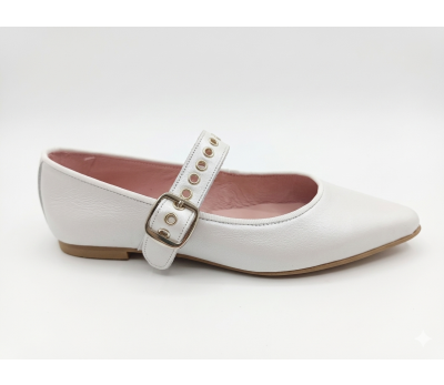 Zapato mujer piel blanco metalizado