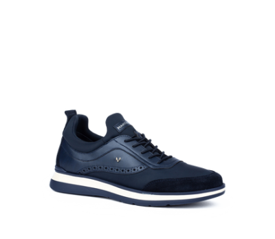 Zapato Walden hombre piel azul cordones