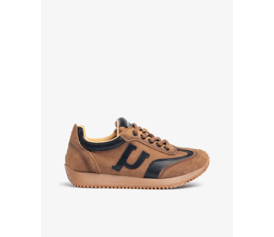 Sneaker mujer piel camel cordones