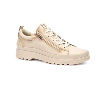 Zapato Vigo mujer piel marfil cordones/cremallera