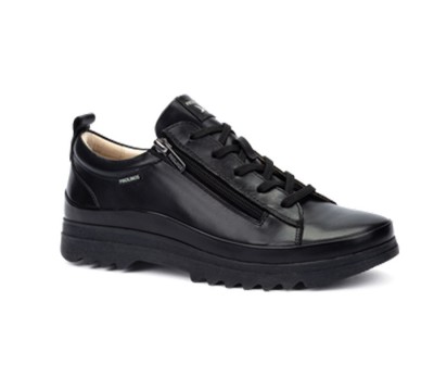 Zapato Vigo mujer piel negro cordones/cremallera