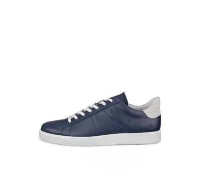 Zapato deportivo hombre piel azul cordones