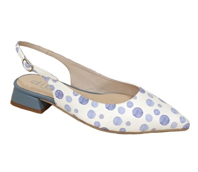 Zapato destalonado mujer azul/lunares