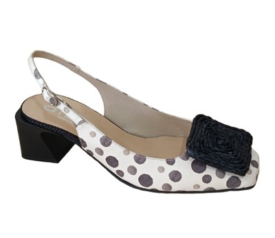 Zapato destalonado mujer piel taupe/negro