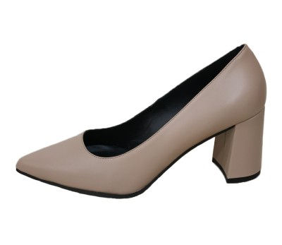 Zapato mujer corte salón piel taupe de 6,5 cm. de altura