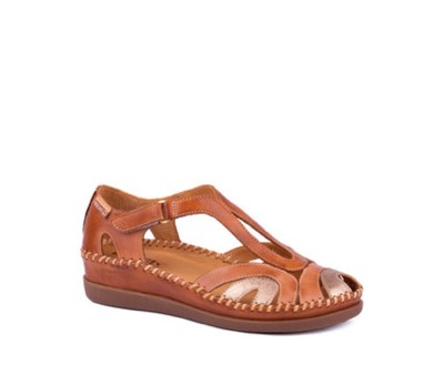 Zapato Cadaques mujer piel brandy talonera