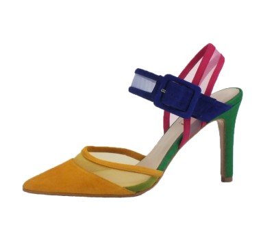 Lodi Raicel-mul, zapato destalonado mujer en ante multicolor hebilla