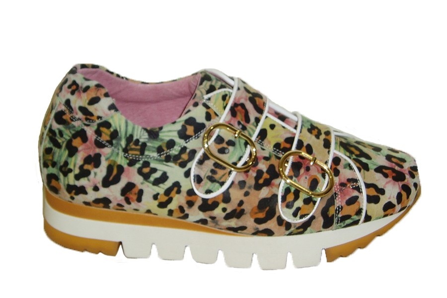 Zapato de estilo contemporáneo de mujer en piel animal print multicolor