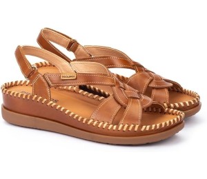 Sandalia mujer en piel color brandy de primera calidad.