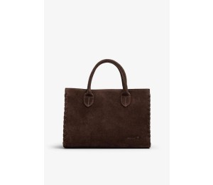 BOLSO MEDIANO DE SERRAJE PIEL COLOR CHOCOLATE