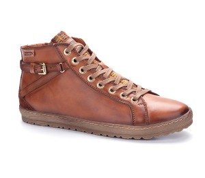Lagos bota mujer piel brandy cordones/cremallera