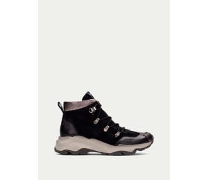 Bota baja mujer piel negro/topo