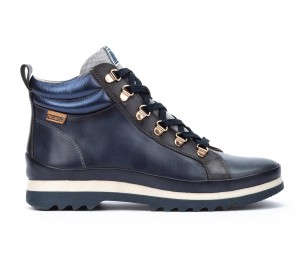 Bota Vigo mujer piel  azul cordones y cremallera