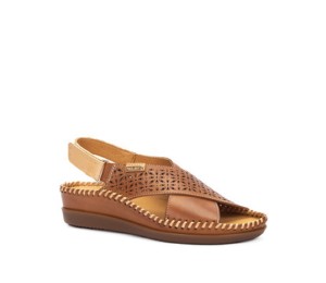 Sandalia Cadaques mujer piel brandy velcro