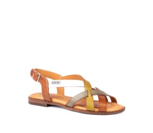 Algar sandalia mujer piel brandy plana