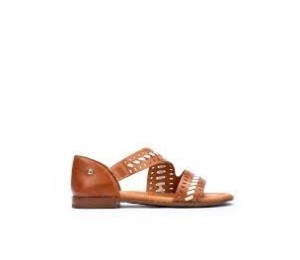 Sandalia mujer piel brandy talonera