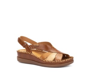 Sandalia Cadaques mujer piel brandy