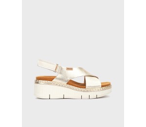 Sandalia Gomera mujer cruzada piel carrara