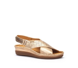 Sandalia Cadaques mujer piel champán velcro