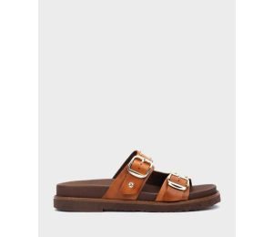 Sandalia Aitana mujer piel brandy hebillas