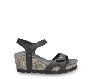 Sandalia mujer napa grass negro cuña