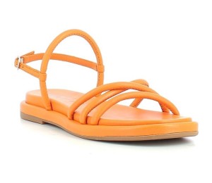 Sandalia mujer plana piel naranja