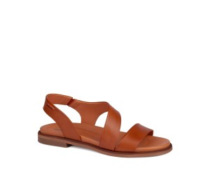 Sandalia Navia mujer piel brandy plana elástico