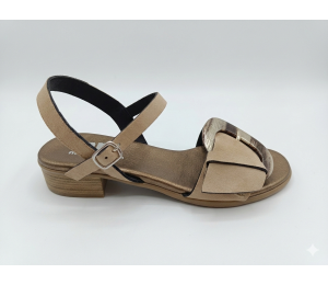 Sandalia mujer arena hebilla carey