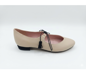 Zapato mujer piel nude cordones